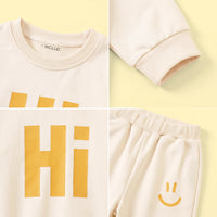 Boys Beige Typographic Sweatshirt & Joggers Co-ord Sets Sets