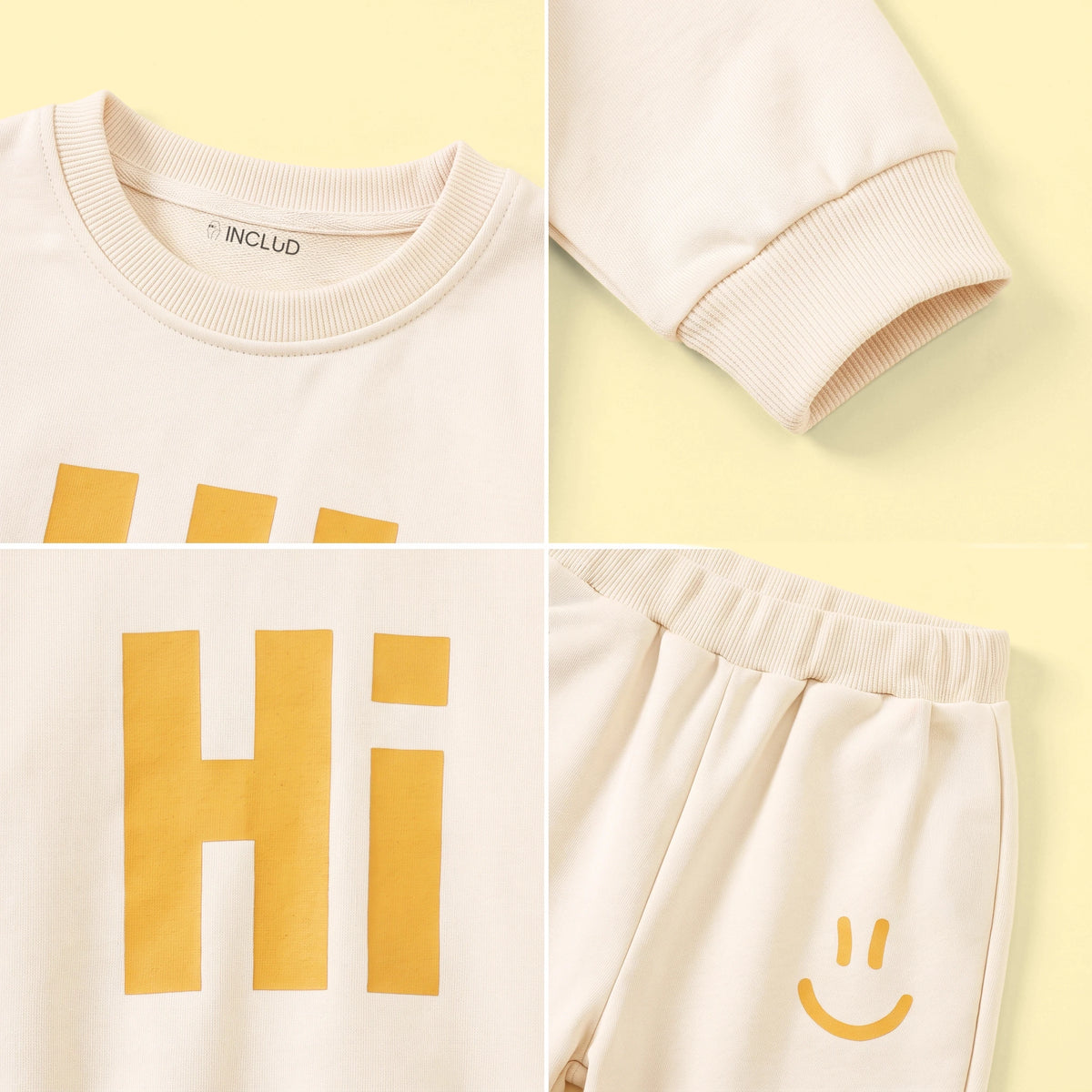 Boys Beige Typographic Sweatshirt & Joggers Co-ord Sets Sets