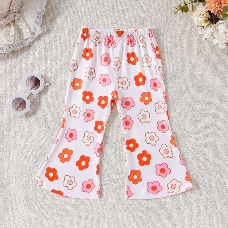 Girls Floral Printed Crop Top With Pants Set Sets   