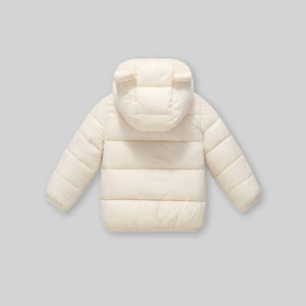 Boys Apricot Solid Front Zipper Hooded Puffer Jacket Coats & Jackets