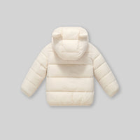 Boys Apricot Solid Front Zipper Hooded Puffer Jacket Coats & Jackets
