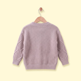 Girls Light Purple Jacquard Long Sleeve Cardigan Sweaters & Cardigans