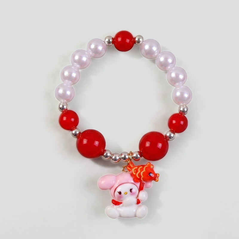 Pack Of 4 Girls Multicolour Bunny And Bear Motif Beaded Bracelet Sets Bracelet