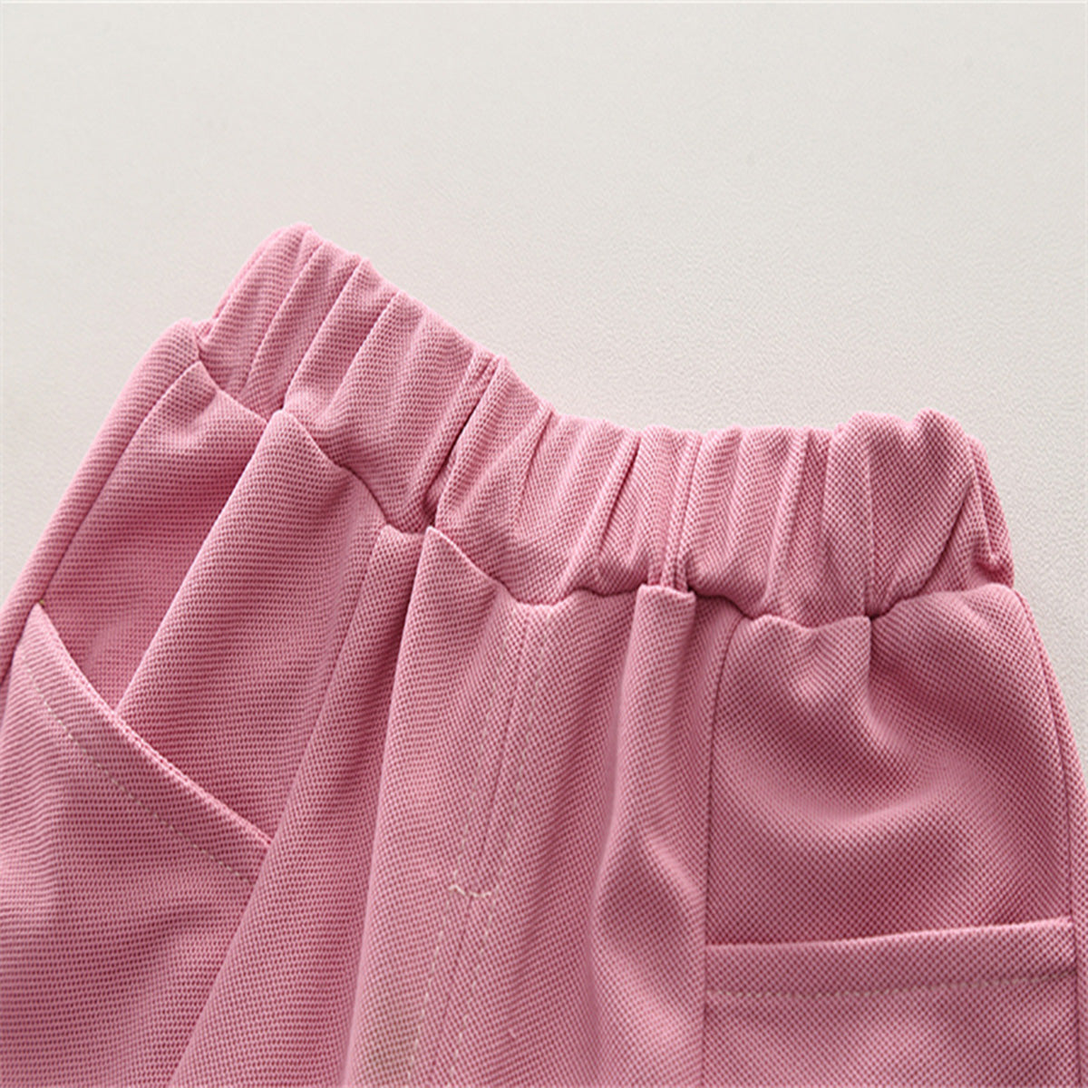 Boys Pink V-Neck Short Sleeve T-Shirt With Elasticated Shorts Set Sets