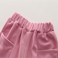 Boys Pink V-Neck Short Sleeve T-Shirt With Elasticated Shorts Set Sets