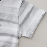 Boys Grey Typographic Print T-Shirt With Denim Shorts Set Sets