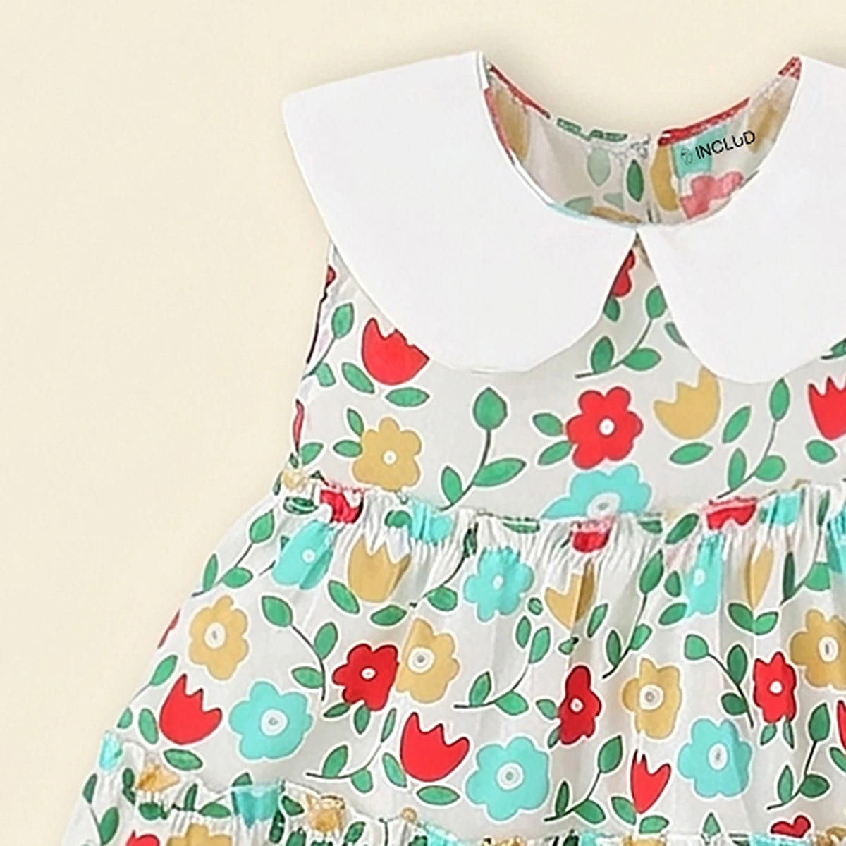 Girls Multicolor Floral Print Fit & Flare Tiered Dress Casual Dresses