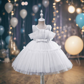 Girls Sleeveless Fit & Flare Party Dress Party Dresses White 1-2 Y 