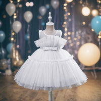 Girls Sleeveless Fit & Flare Party Dress Party Dresses White 1-2 Y 