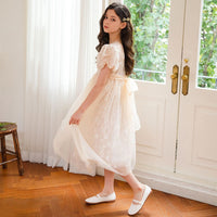 Girls Embellished Puff Sleeves Party Wear Dress Party Dresses   