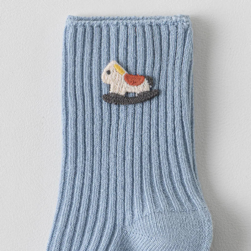 Pack of 6 Boys Multicolour Embroidery Applique Ankle Length Socks Socks