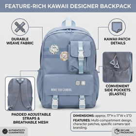 Kids Blue Multi-Pocket School Backpack with Buckle Pouch Trending Accessories