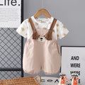 Girls Light Pink Embroidered Dungaree With Bear Print T-Shirt Set Sets Light Pink 1-2 Y
