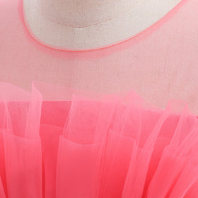 Girls Peach Sleeveless Tutu Partywear Dress With Back Bow Party Dresses