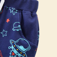 Boys Space Ship Printed Rib Waist Shorts Shorts   