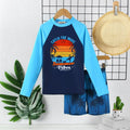 Boys Navy Blue Graphics Long Sleeves T-Shirt & Shorts Swimsuit Sets Sets Navy Blue 7-8 Y