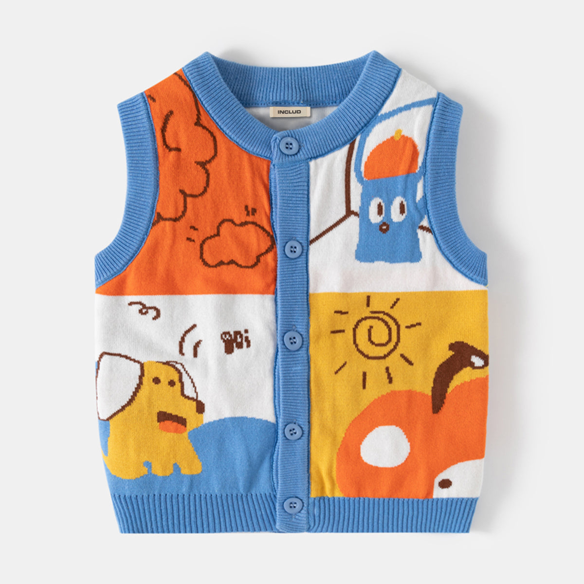 Boys Blue Self-Design Jacquard Sweater Vest Sweaters & Cardigans