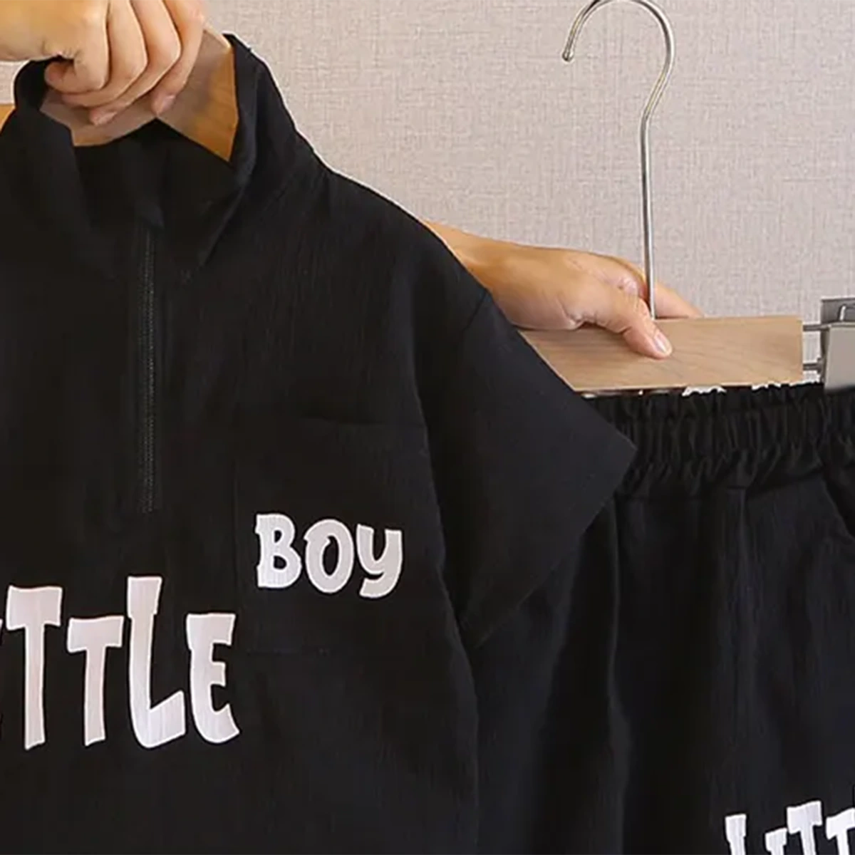 Boys Black Typographic Printed Oversized T-Shirt With Shorts Co-ord Sets Sets