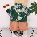 Boys Green Tropical Print Short Sleeve Shirt With Shorts Set 2 pc. Sets Green 1-2 Y