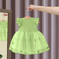 Girls Butterfly Applique Tulle Overlay Fit & Flare Dress Casual Dresses