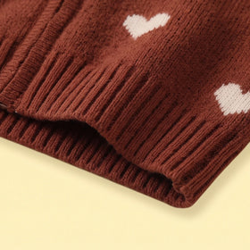 Girls Maroon Heart Raglan Sleeve Cardigan Sweaters & Cardigans