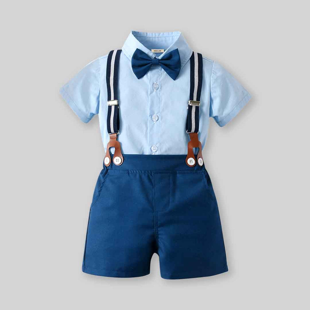 Boys Shirt with Bow & Suspender Shorts Set