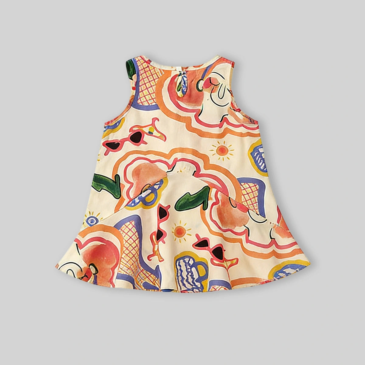 Girls Multicolor Abstract Printed Sleeveless A-Line Dress Casual Dresses