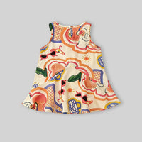 Girls Multicolor Abstract Printed Sleeveless A-Line Dress Casual Dresses