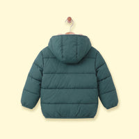 Boys Teal Hooded Zip-up Puffer Jacket Coats & Jackets