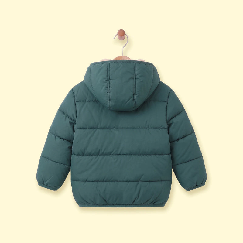 Boys Teal Hooded Zip-up Puffer Jacket Coats & Jackets