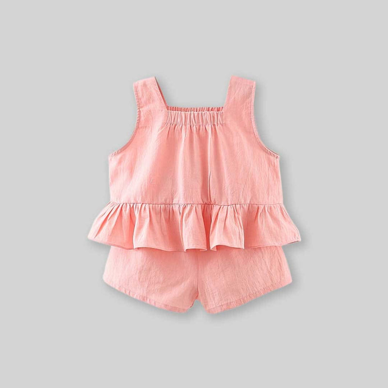 Girls Sleeveless Top With Flower Applique & Shorts Set 2 pc. Sets   