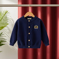 Girls Navy Blue Bear Face Embroidered Button Down Knitted Cardigan Sweaters & Cardigans Navy Blue 1-2 Y