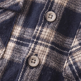 Boys Navy Blue Checked Long Sleeve Hooded Shirt Shirts