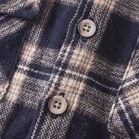 Boys Navy Blue Checked Long Sleeve Hooded Shirt Shirts