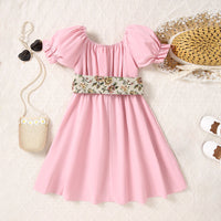 Girls Pink Gathered Skaters Dress With Corset Casual Dresses