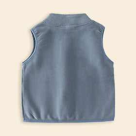 Boys Blue Fleece Vest With Bear Patch Coats & Jackets