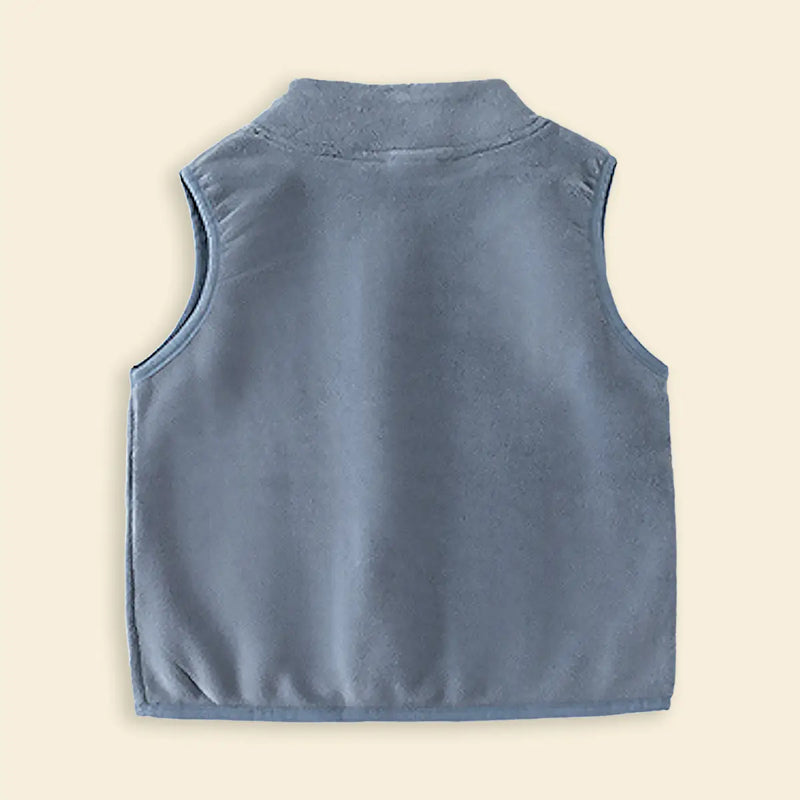Boys Blue Fleece Vest With Bear Patch Coats & Jackets