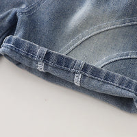 Boys Grey Typographic Print T-Shirt With Denim Shorts Set Sets