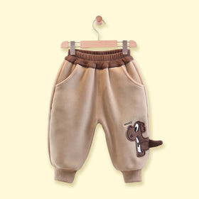 Boys Beige Dinosaur Applique Jogger Joggers Light Brown 1-2 Y