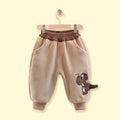 Boys Beige Dinosaur Applique Jogger Joggers Light Brown 1-2 Y