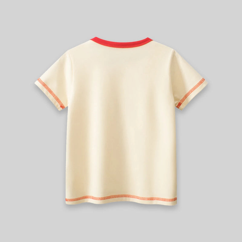 Boys Cream Tomato Print Short Sleeve T-Shirt Tshirts