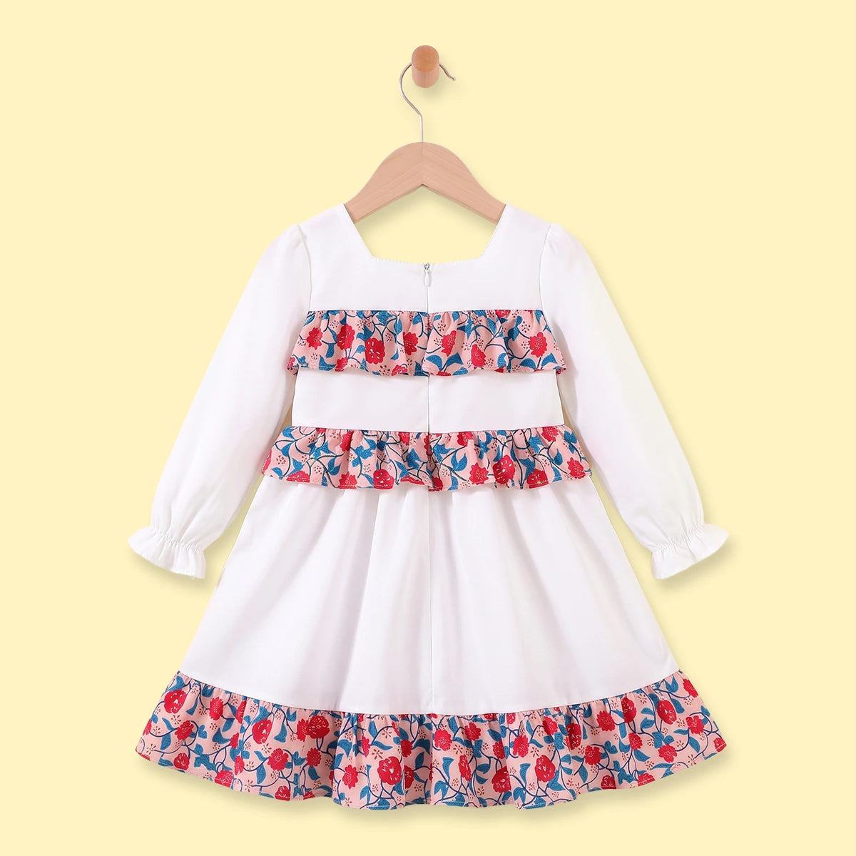 Girls White Long Sleeve Fit & Flare Dress Casual Dresses