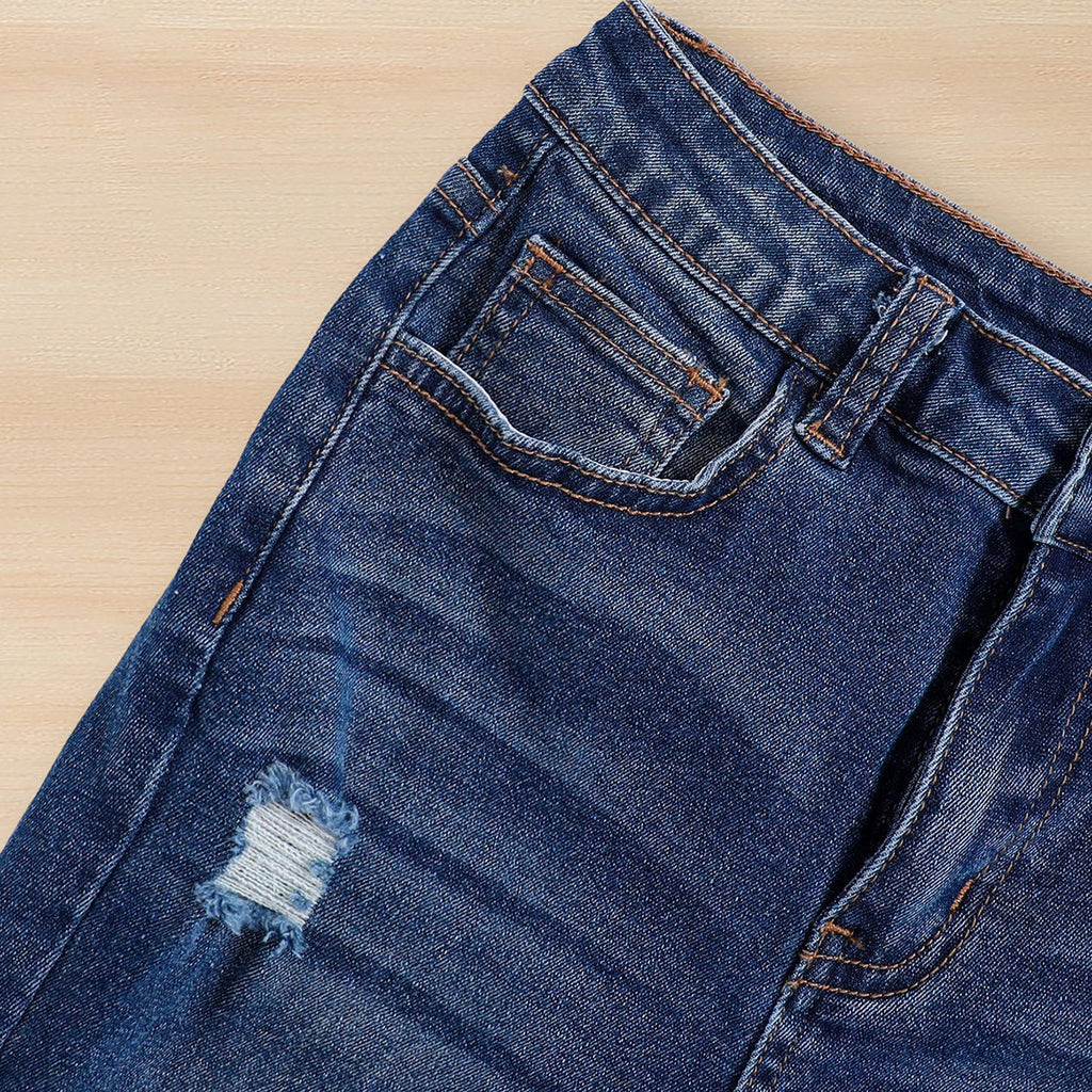 Boys Blue Distress Slim Fit Denim Trousers Pants