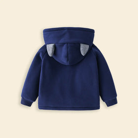 Boys Navy Blue Crane Cartoon Embroidered Zip-up Hoodie Sweatshirts & Hoodies