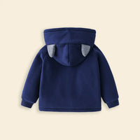 Boys Navy Blue Crane Cartoon Embroidered Zip-up Hoodie Sweatshirts & Hoodies