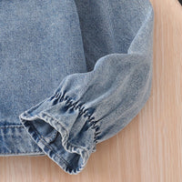Girls Blue Solid Denim Long Sleeves Winter Jacket Coats & Jackets