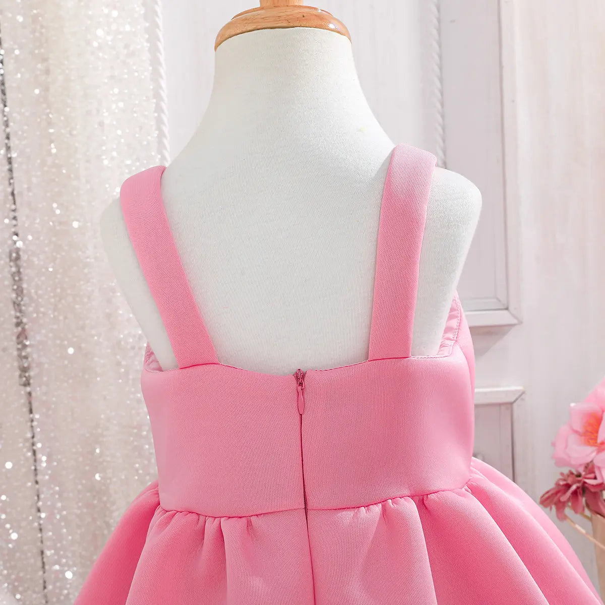 Girls Pink Floral Applique Fit & Flare Party Dresses Party Dresses