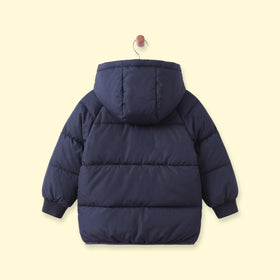 Boys Navy Blue Quilted Hooded Zip-up Jacket Coats & Jackets