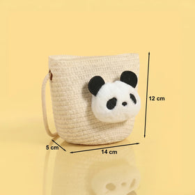Girls White Panda Applique Sling Bag Sling Bags
