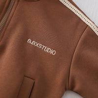 Boys Brown Solid Sweatshirt With Pants Co-ord Set 2 pc. Sets